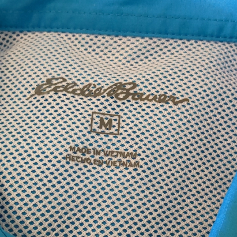 Eddie Bauer‎ Short Sleeve Vented Safari Hunting Fishing Shirt Blue Danube - Picture 6 of 7